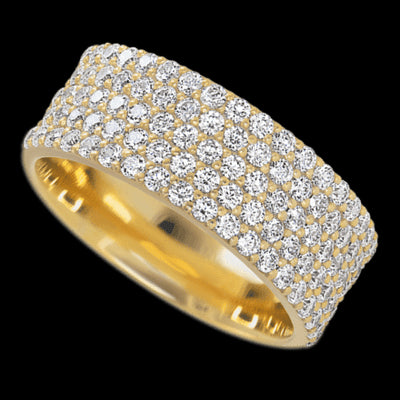14K Yellow Gold band with 93 Round Lab Grown Diamond having TCW-1.4