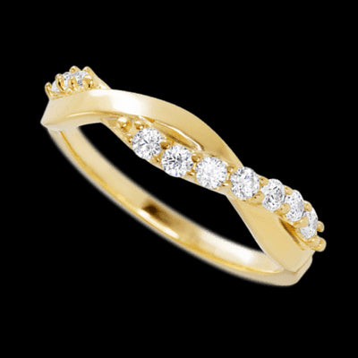 14K Yellow Gold band with 9 Round Lab Grown Diamond having TCW-.27