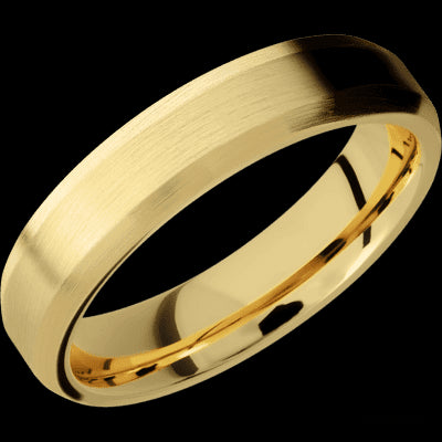 5 mm wide Beveled 14K Yellow Gold band.