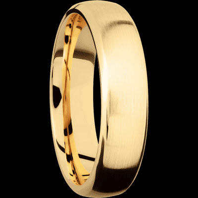 6 mm wide Domed Bevel 14K Yellow Gold band.