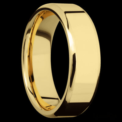 7 mm wide Beveled 14K Yellow Gold band.