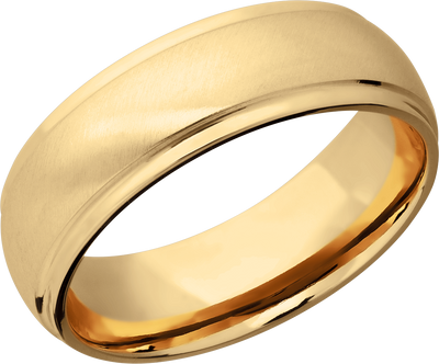 14K Yellow gold 7mm domed band with grooved edges