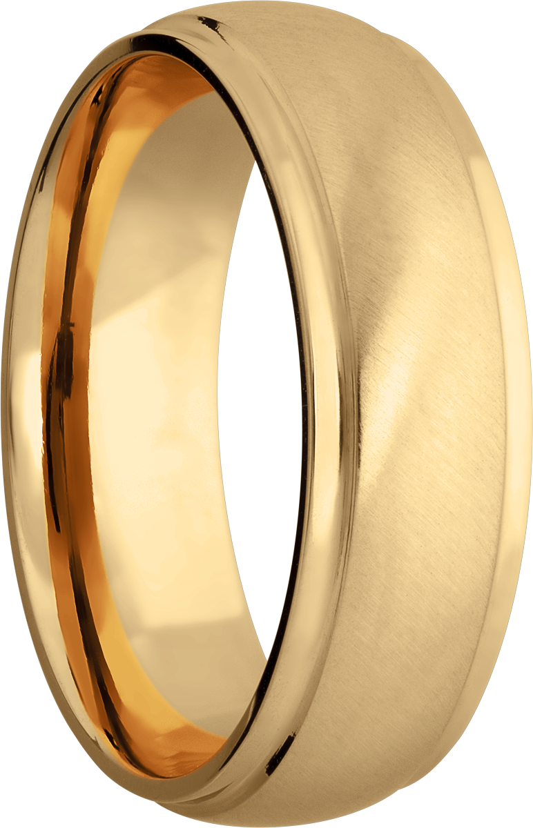 14K Yellow gold 7mm domed band with grooved edges