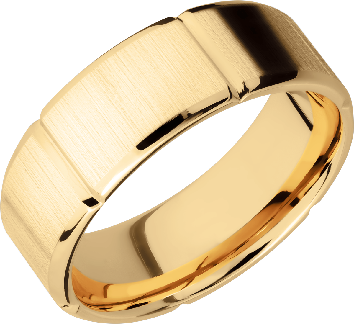 14K Yellow gold 8mm beveled band with six segmented sections