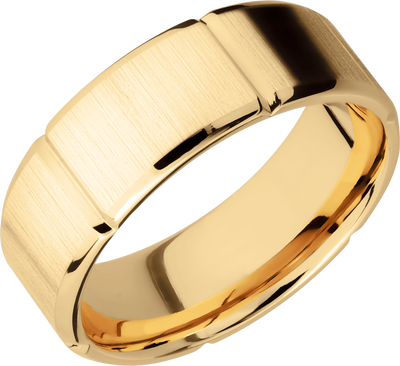 14K Yellow gold 8mm beveled band with six segmented sections