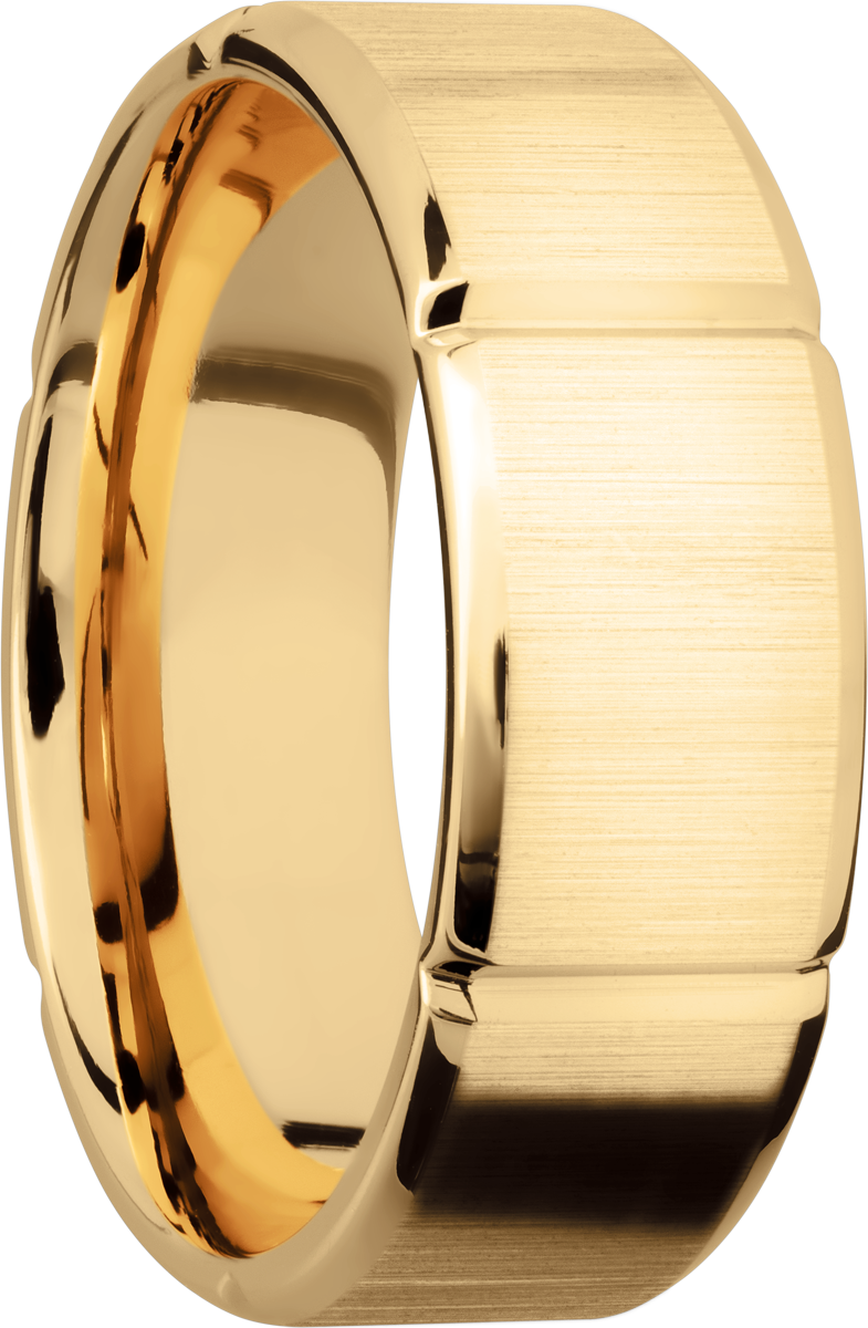 14K Yellow gold 8mm beveled band with six segmented sections