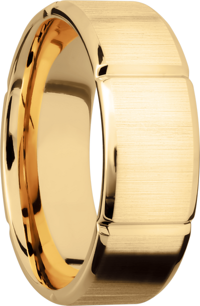 14K Yellow gold 8mm beveled band with six segmented sections