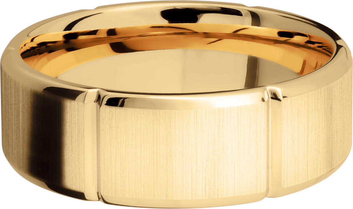 14K Yellow gold 8mm beveled band with six segmented sections