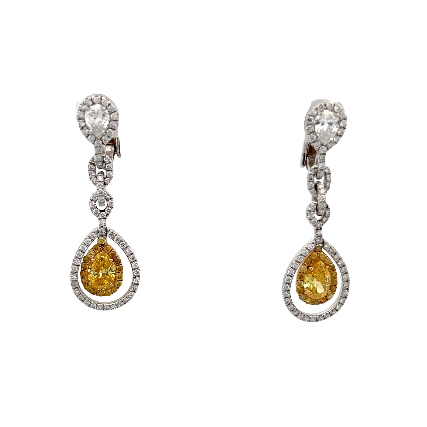 Yellow Diamond Dangling Earrings