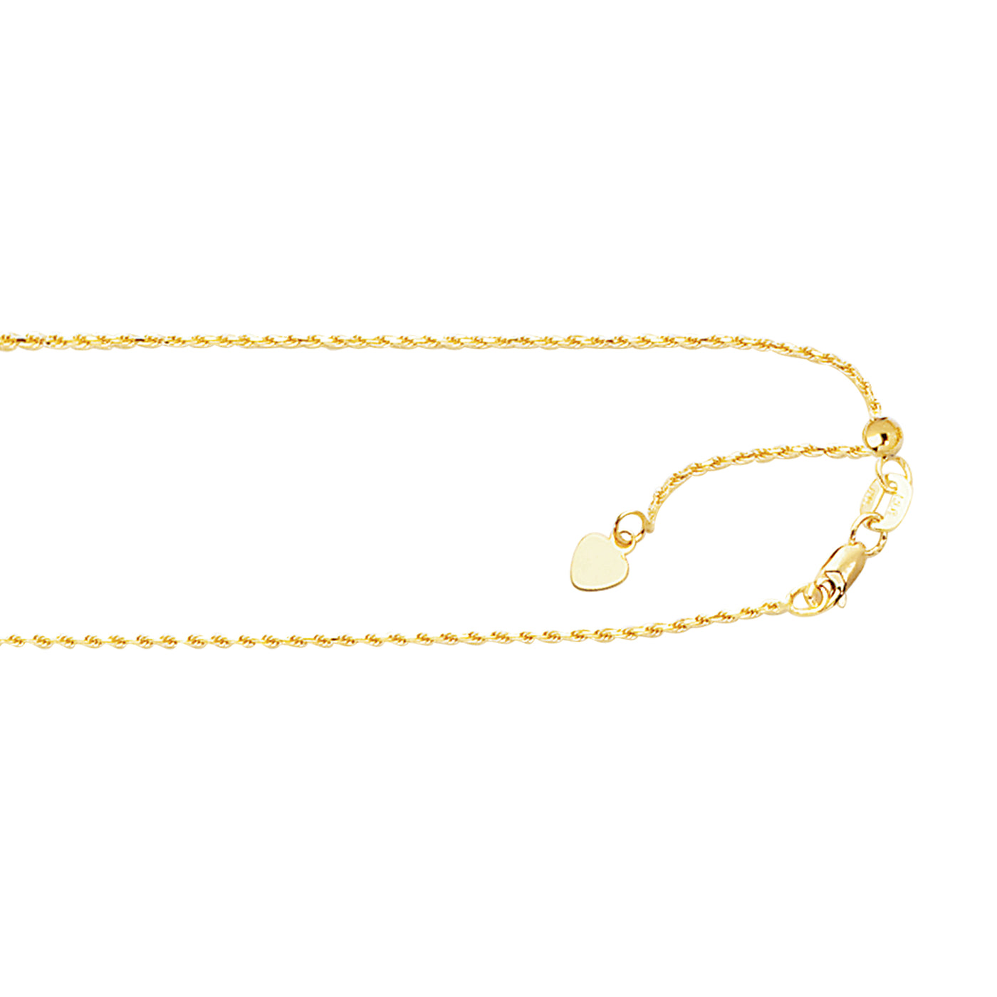 10K Gold 0.95mm Adjustable Rope Chain