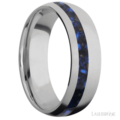 Titanium with Bead , Bead Finish and Blue Tiger Eye Inlay