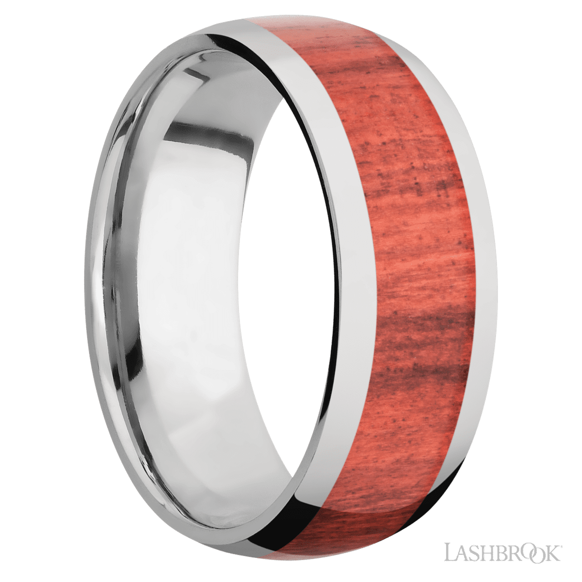 Titanium with Polish Finish and Red Heart Inlay