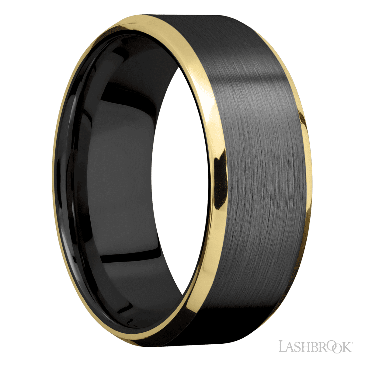 Zirconium with Satin Finish and 14K Yellow Gold Inlay