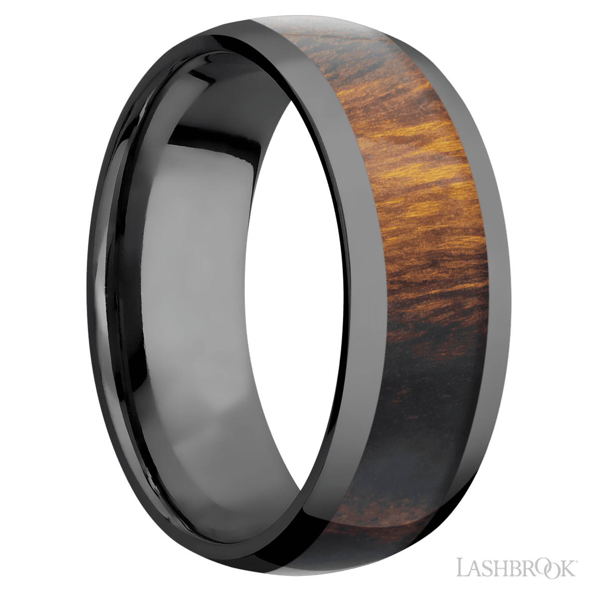 Zirconium with Polish Finish and Desert Iron Wood Inlay