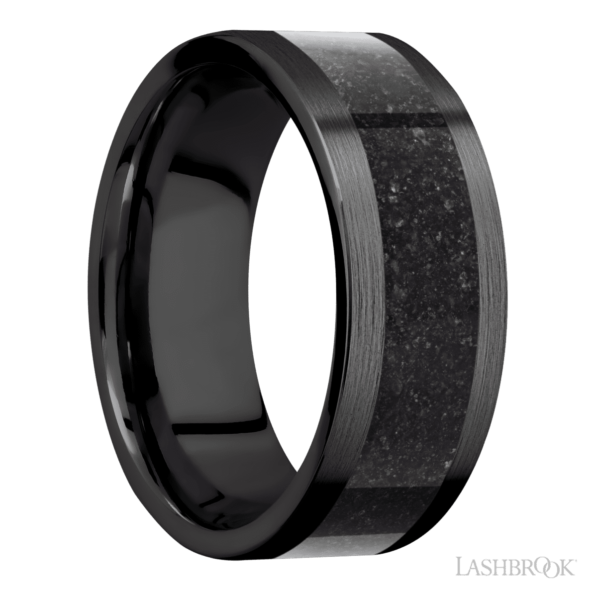 Zirconium with Satin Finish and Dinosaur Bone Black Inlay