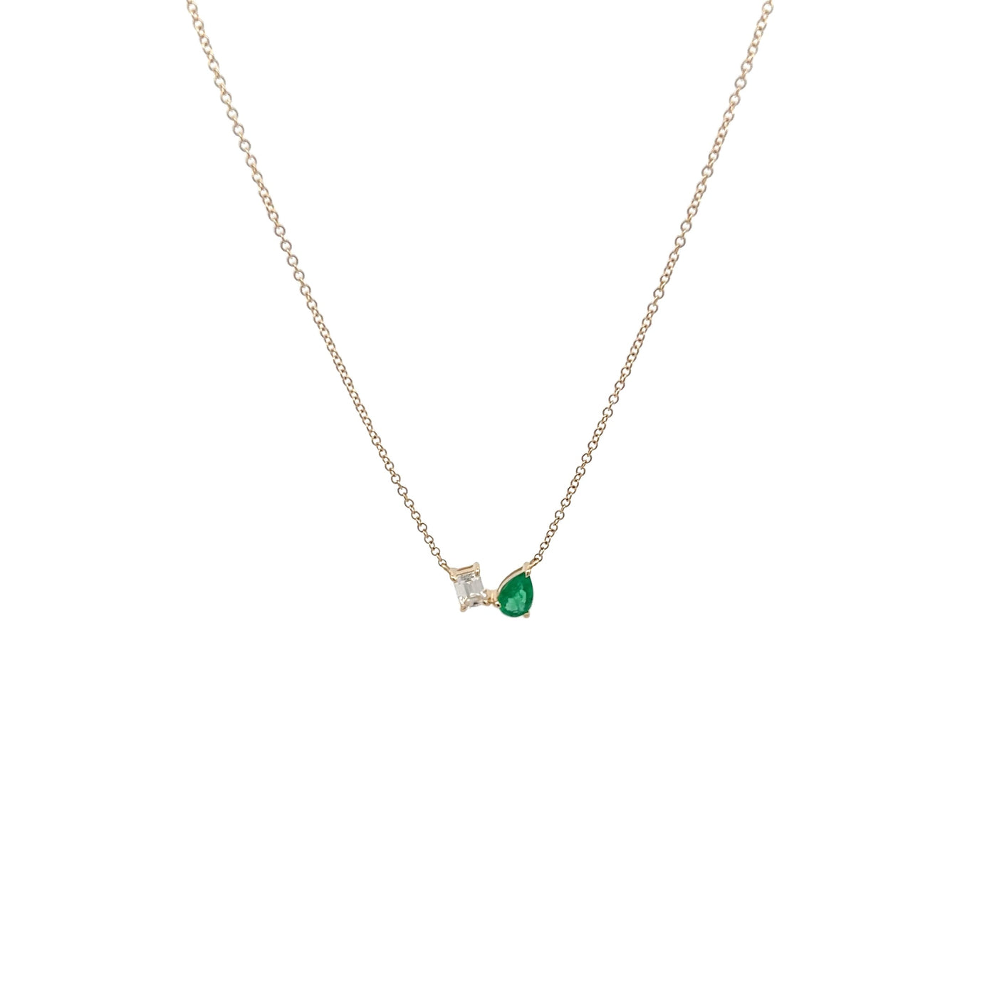 Green Emerald and diamond Pendant