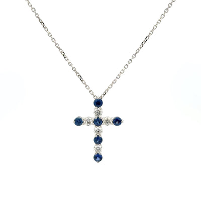 Diamond and Royal Blue Sapphire Pendant