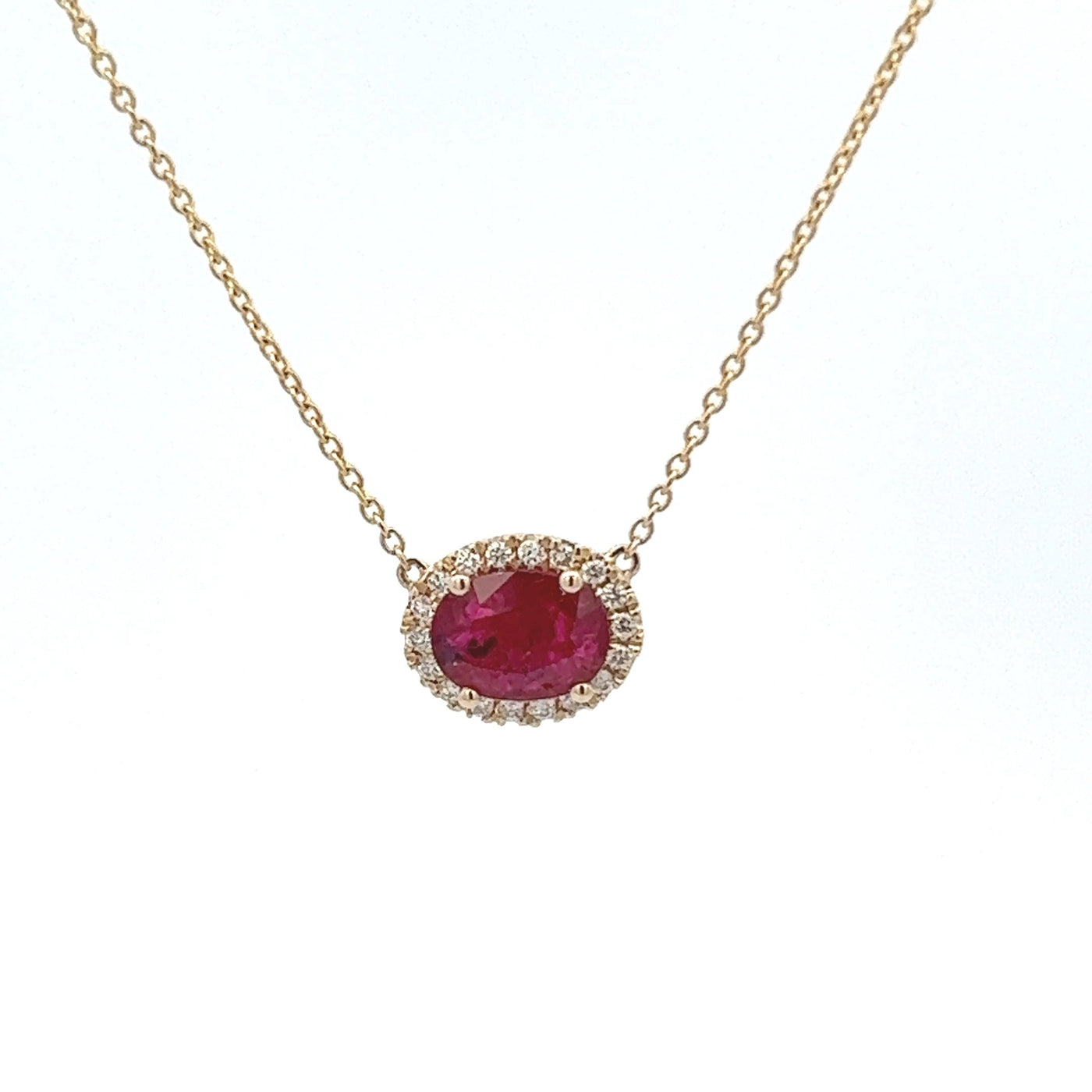 Diamond Halo Ruby Pendant