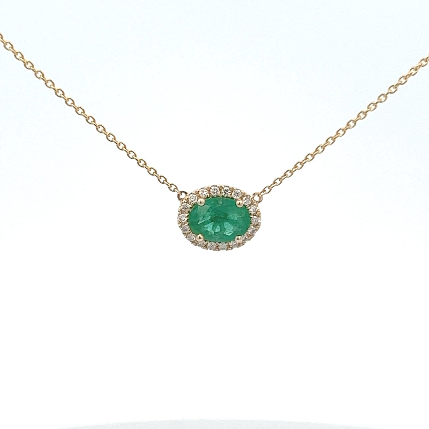 Diamond Halo Emerald Pendant