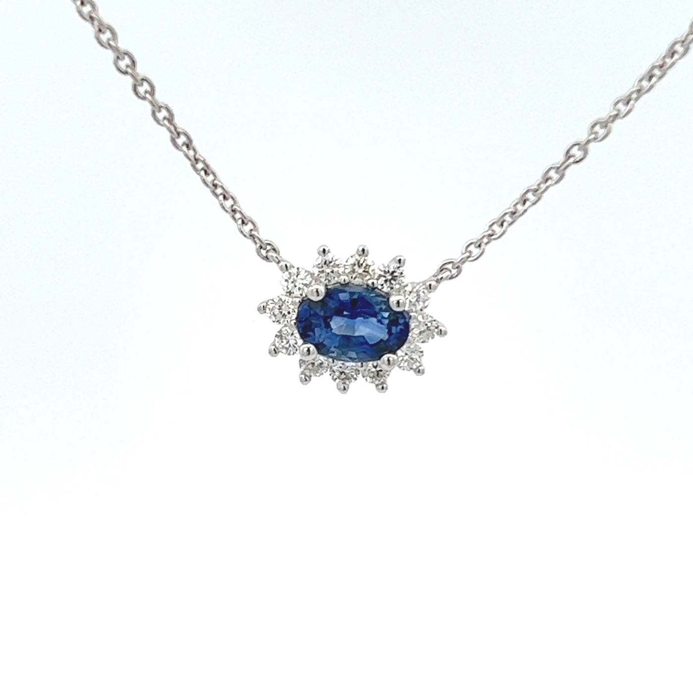 Diamond Halo Sapphire Pendant