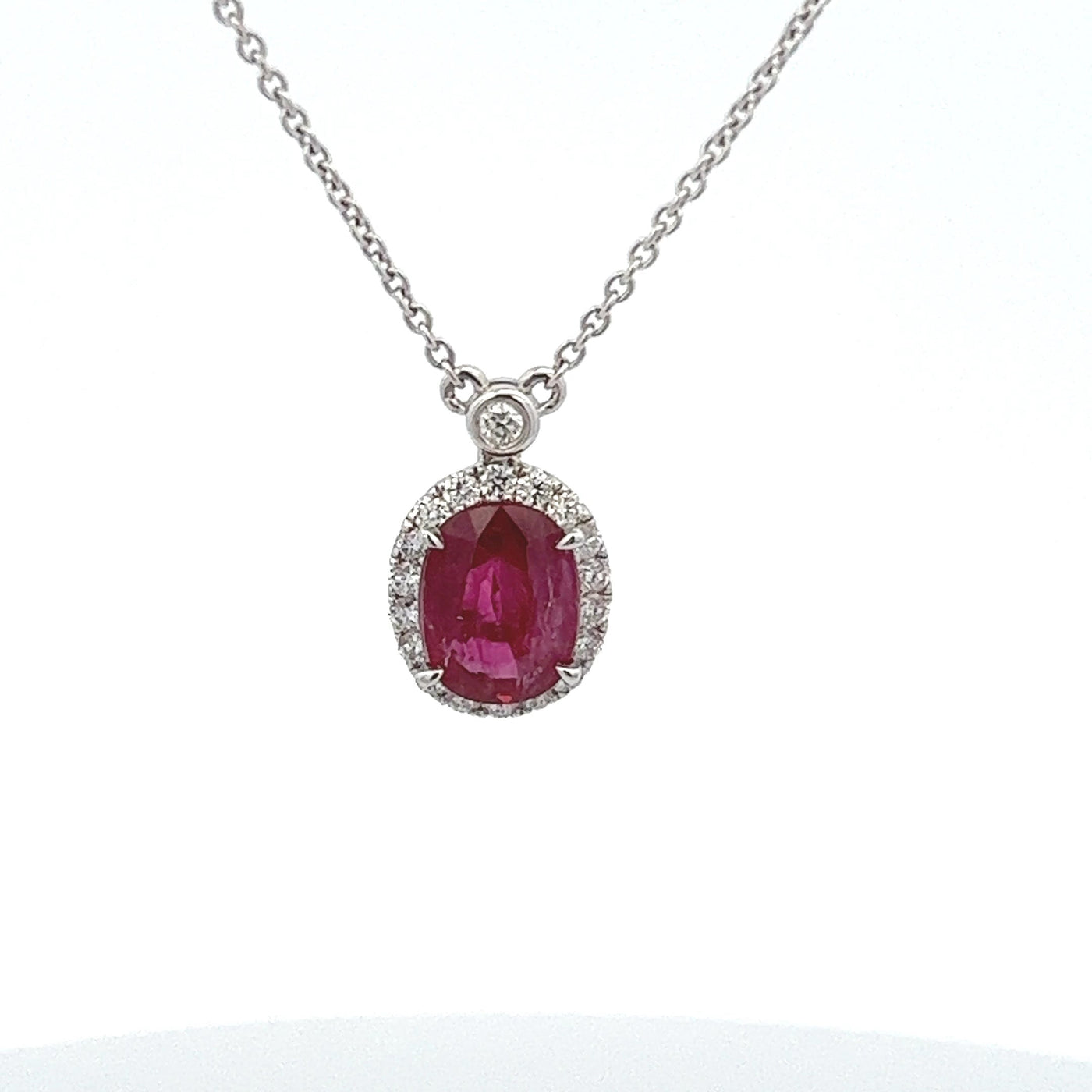 Diamond Halo Ruby Pendant