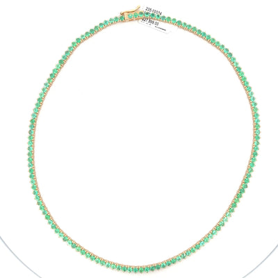 Gold Chain Necklace with Round Brilliant Emeralds