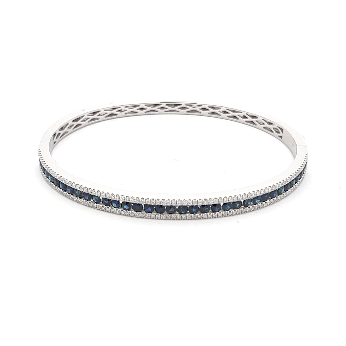 Royal Blue Sapphire and Diamond Bangle Bracelet