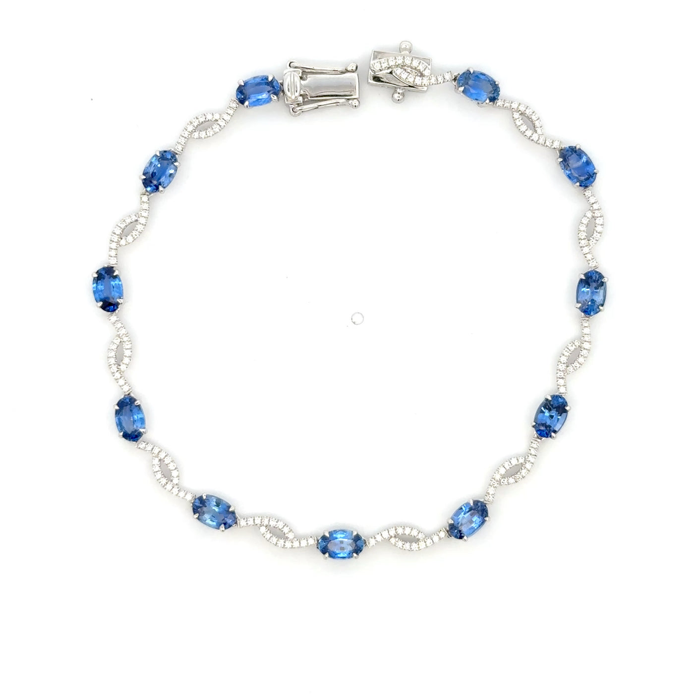 White Gold Tennis Bracelet with Royal Blue Sapphires