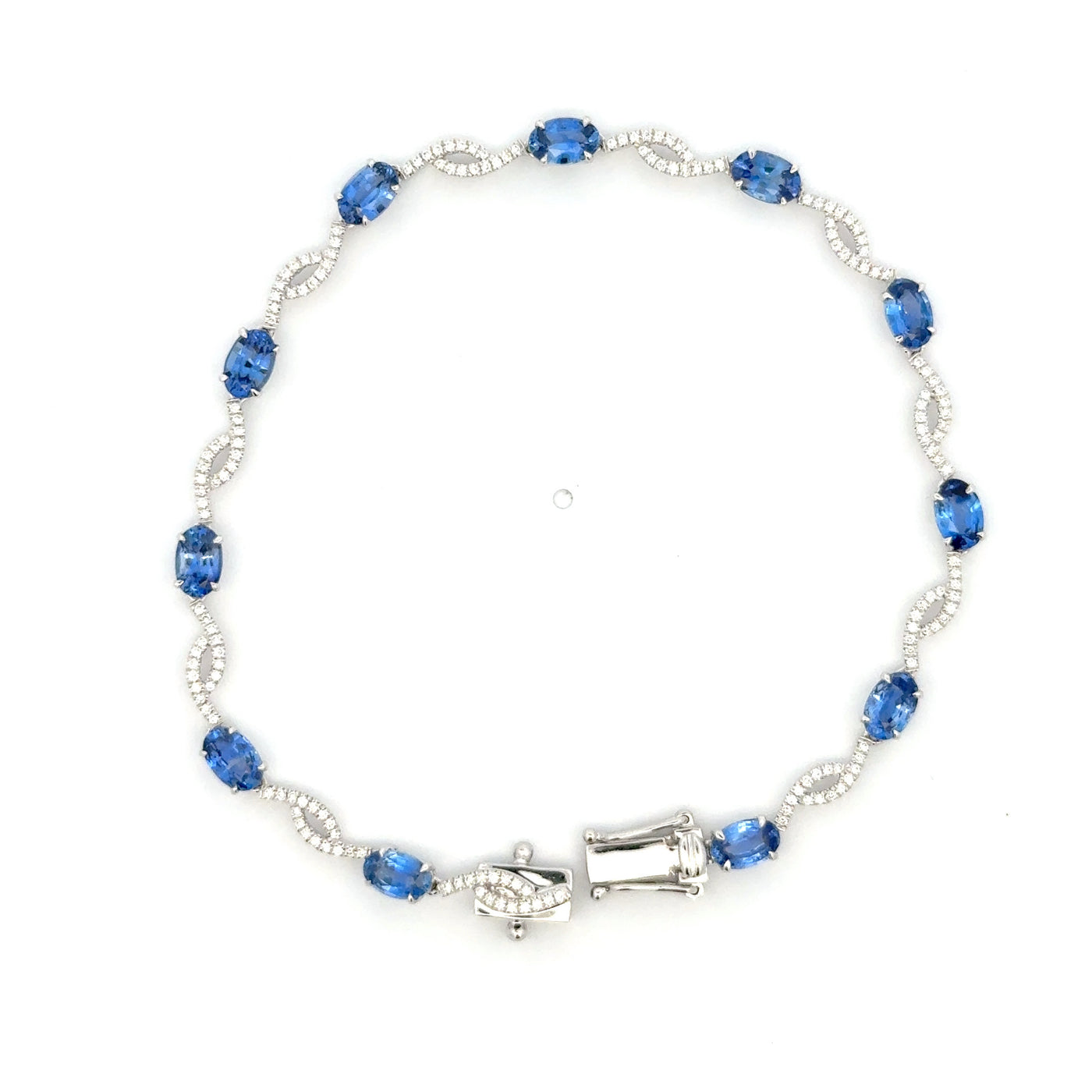 White Gold Tennis Bracelet with Royal Blue Sapphires