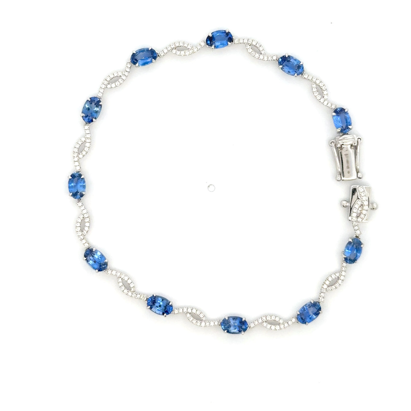 White Gold Tennis Bracelet with Royal Blue Sapphires