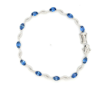 White Gold Tennis Bracelet with Royal Blue Sapphires