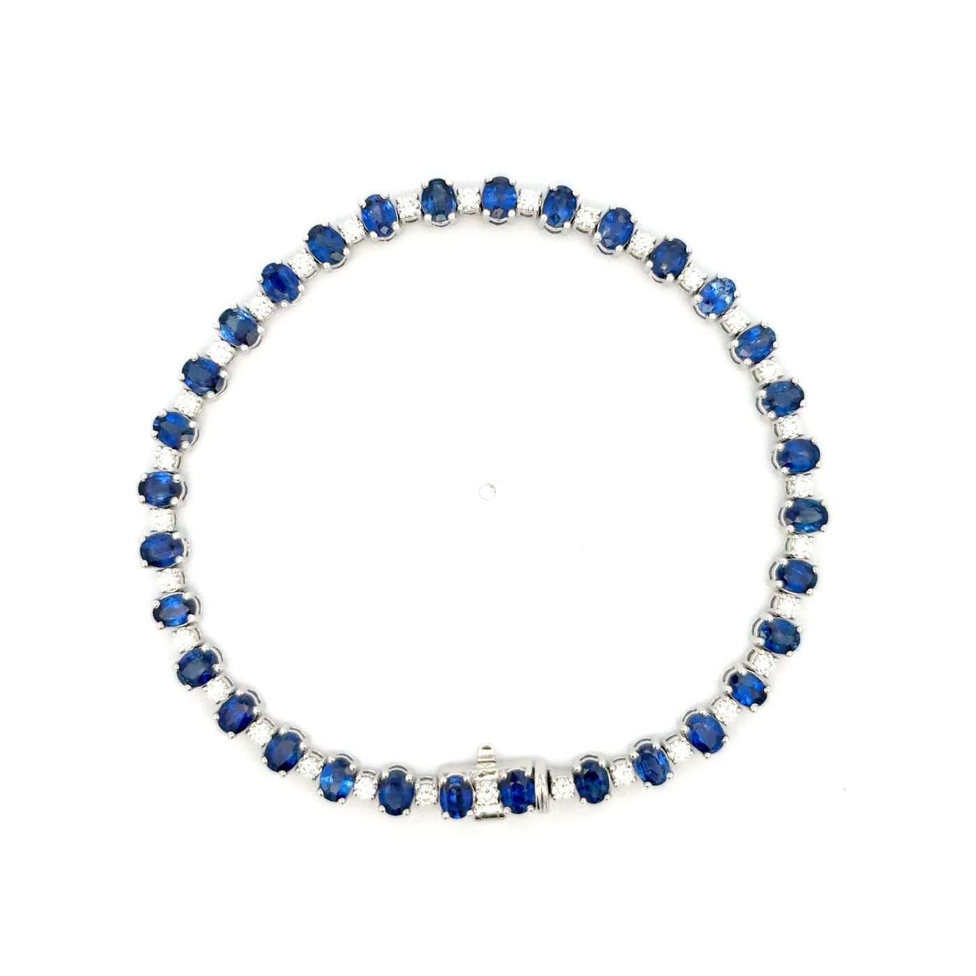 Royal Blue Sapphire and Diamond White Gold Tennis Bracelet
