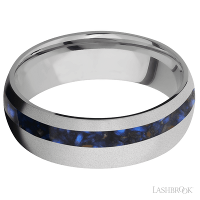 Titanium with Bead , Bead Finish and Blue Tiger Eye Inlay