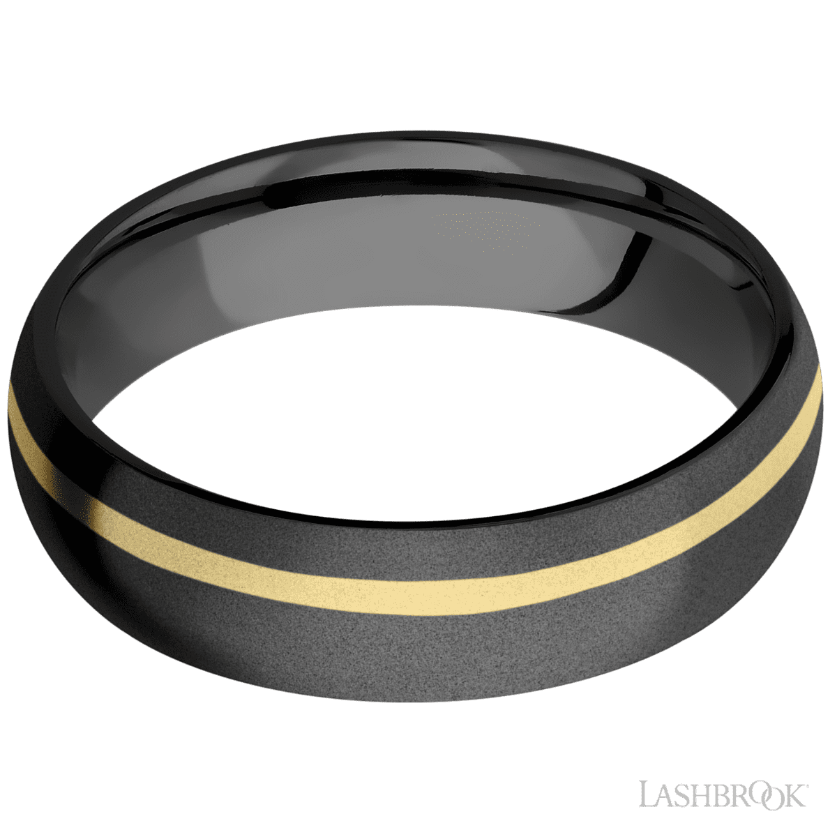 Zirconium with Bead , Bead Finish and 14K Yellow Gold Inlay