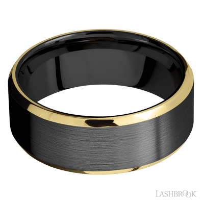 Zirconium with Satin Finish and 14K Yellow Gold Inlay