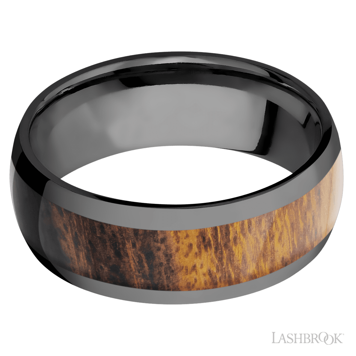 Zirconium with Polish Finish and Desert Iron Wood Inlay