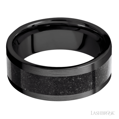 Zirconium with Satin Finish and Dinosaur Bone Black Inlay