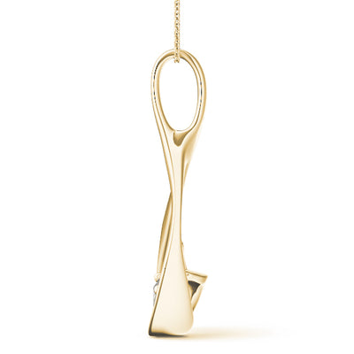 14K Yellow Gold Round Diamond Solitaire Pendant