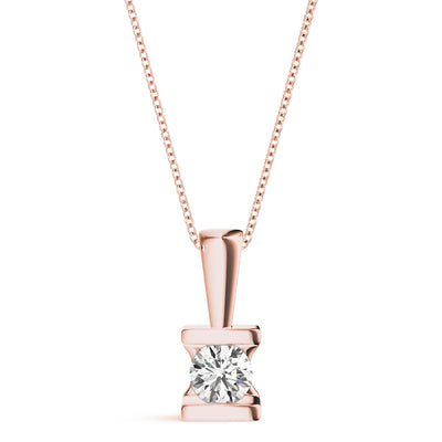 14K Rose Gold 1ct Diamond Solitaire Pendant
