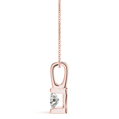 14K Rose Gold 1ct Diamond Solitaire Pendant