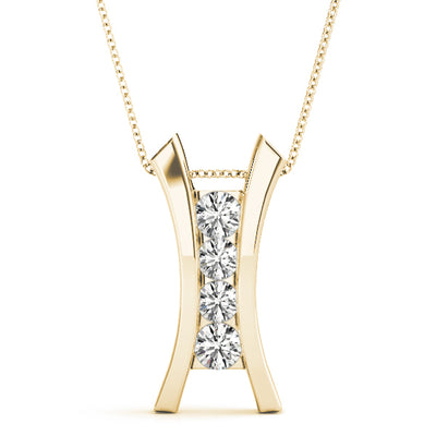 14K Yellow Gold Diamond Cluster Fashion Pendant