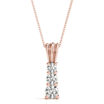 Rose Gold 0.75 CT Round Diamond Three-Stone Pendant