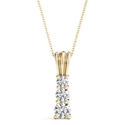 14K Yellow Gold 1 CT Round Diamond Pendant Necklace