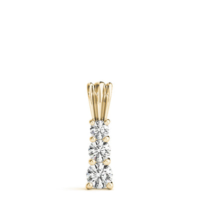 14K Yellow Gold 1 CT Round Diamond Pendant Necklace