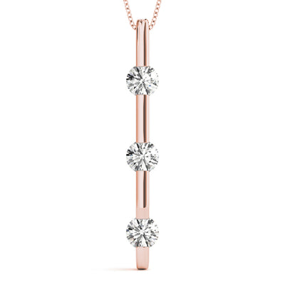 14K Rose Gold 1 ct Diamond 3-Stone Pendant