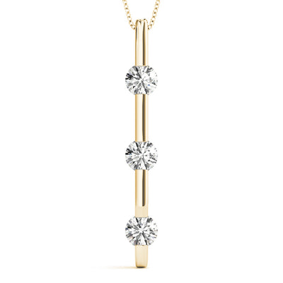 14K Yellow Gold 1 CT Diamond 3-Stone Pendant