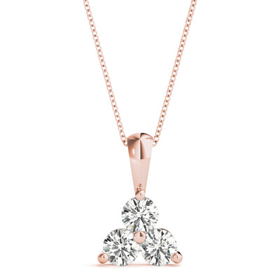14K Rose Gold 1 CT Diamond 3-Stone Pendant