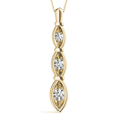 14K Yellow Gold 1/2 ct Diamond Three-Stone Pendant