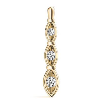 14K Yellow Gold 1/2 ct Diamond Three-Stone Pendant