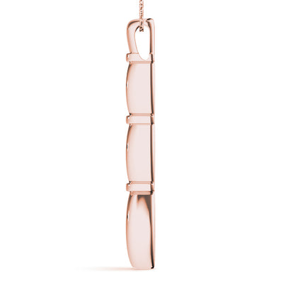 14K Rose Gold Diamond Three Stone Pendant Necklace